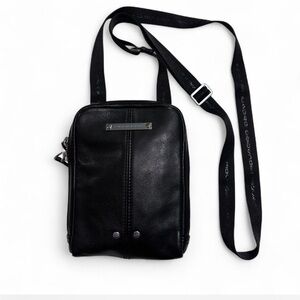 Piquadro Jazz 019101 Black Leather Passport Crossbody Travel Organizer Italy